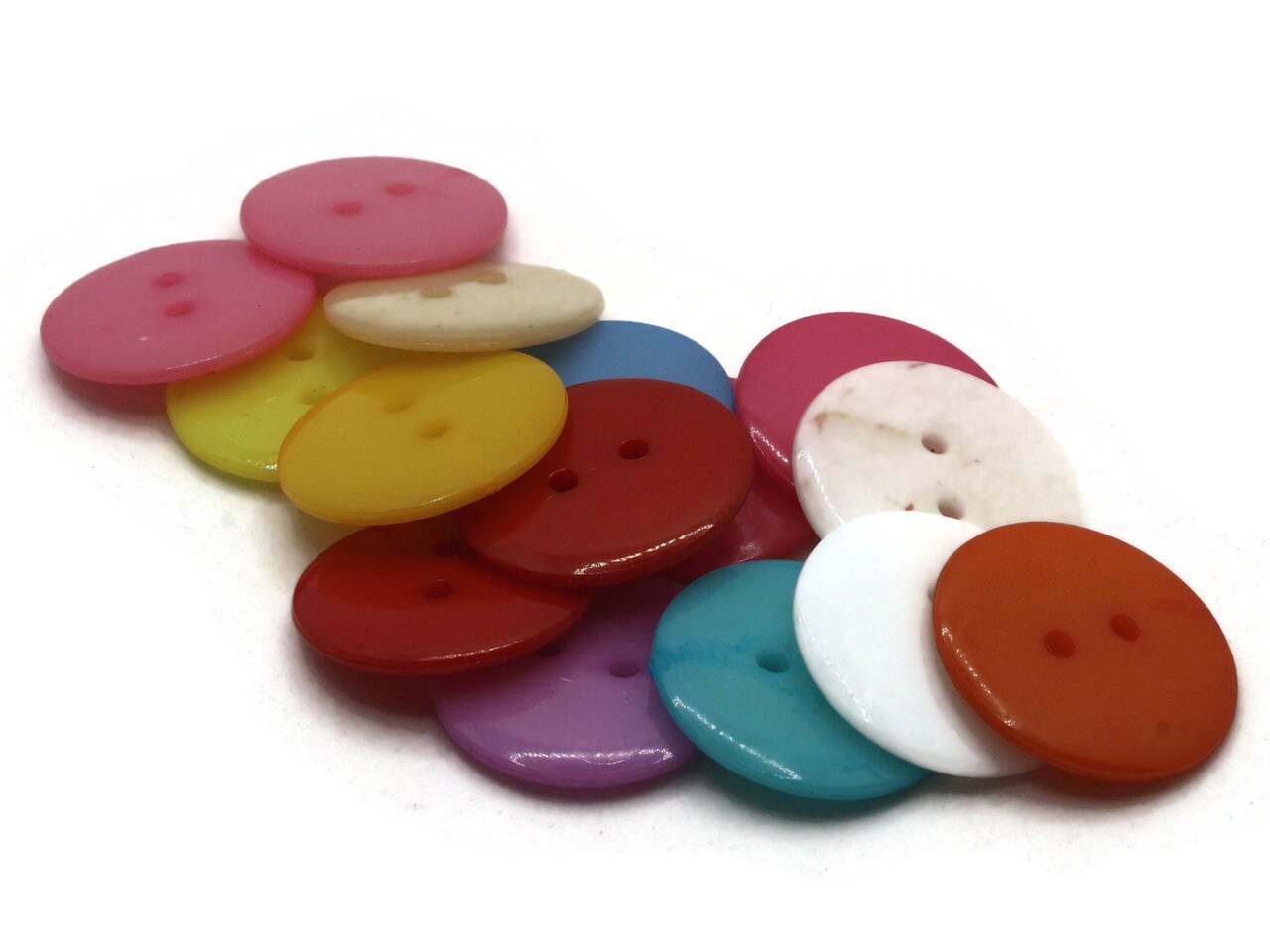 15 24mm Mixed Color Flat Round Plastic Two Hole Buttons